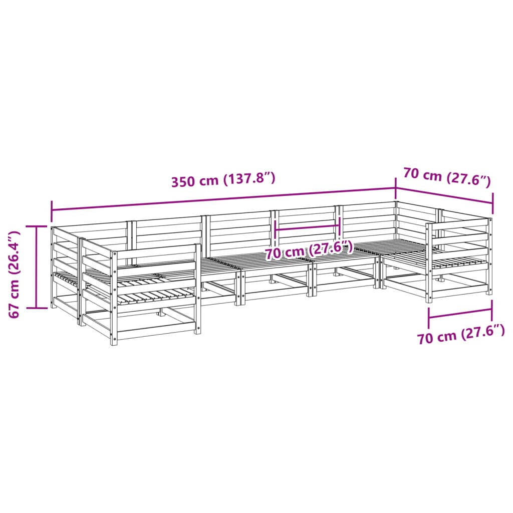 7 Piece Garden Sofa Set Solid Wood Douglas Fir