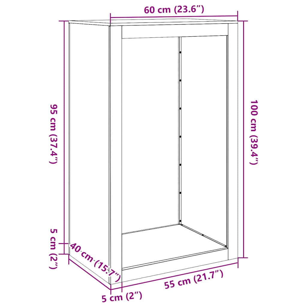 Firewood Rack 60x40x100 cm Galvanised Steel