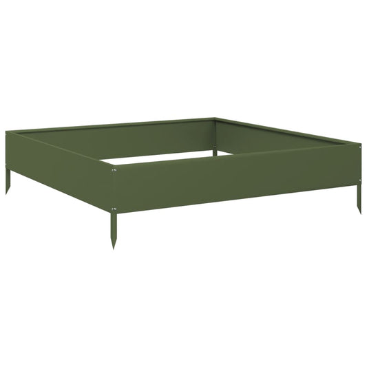 Garden Raised Bed Olive green 100x100x26 cm Steel Garden Raised Bed Olive green 100x100x26 cm Steel