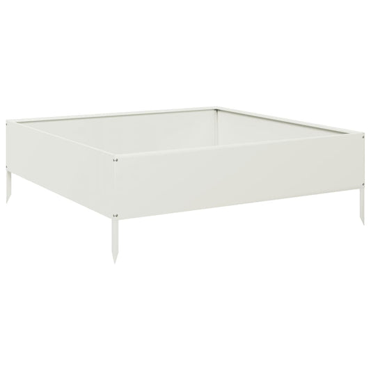 Garden Raised Bed White 100x100x33.5 cm Steel Garden Raised Bed White 100x100x33.5 cm Steel