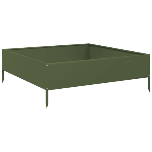 Garden Raised Bed Olive green 100x100x33.5 cm Steel Garden Raised Bed Olive green 100x100x33.5 cm Steel