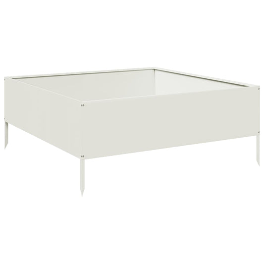 Garden Raised Bed White 100x100x41 cm Steel Garden Raised Bed White 100x100x41 cm Steel