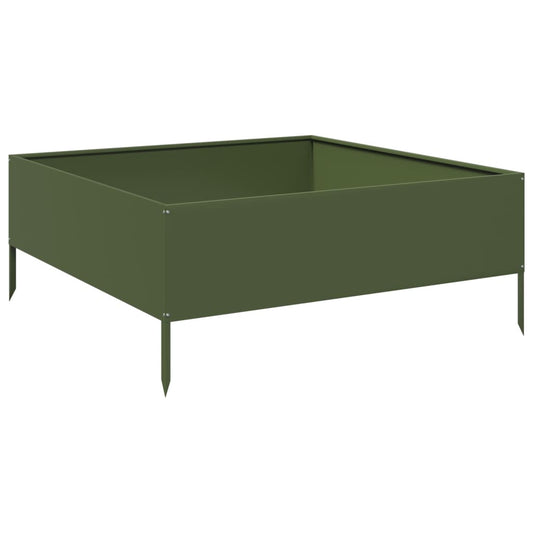 Garden Raised Bed Olive green 100x100x41 cm Steel Garden Raised Bed Olive green 100x100x41 cm Steel