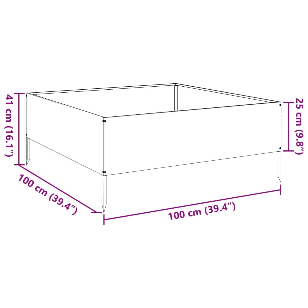 Garden Raised Bed Olive green 100x100x41 cm Steel