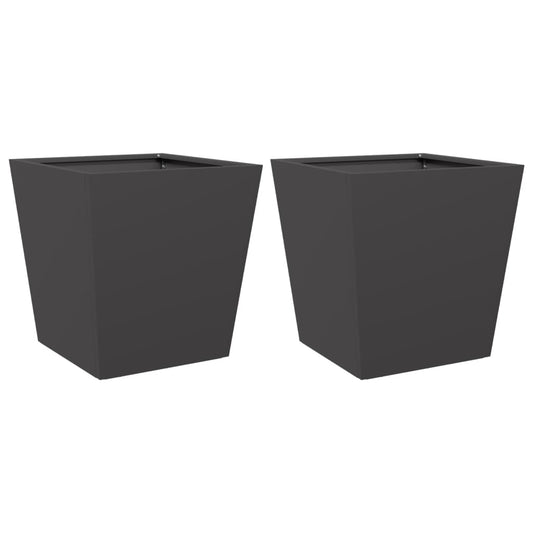 Garden Planters Black 2 pcs 40x40x40 cm Steel Garden Planters Black 2 pcs 40x40x40 cm Steel