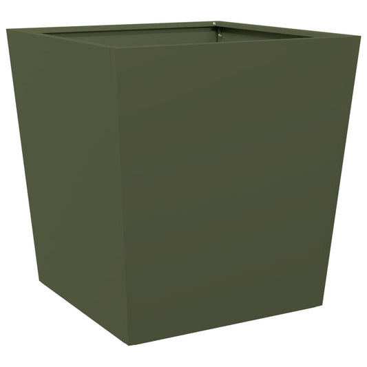Garden Planter Olive Green 50x50x50 cm Steel Garden Planter Olive Green 50x50x50 cm Steel