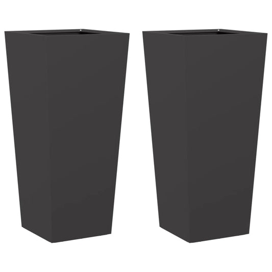 Garden Planters Black 2 pcs 35x35x75 cm Steel Garden Planters Black 2 pcs 35x35x75 cm Steel