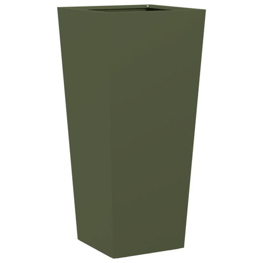 Garden Planter Olive Green 35x35x75 cm Steel Garden Planter Olive Green 35x35x75 cm Steel