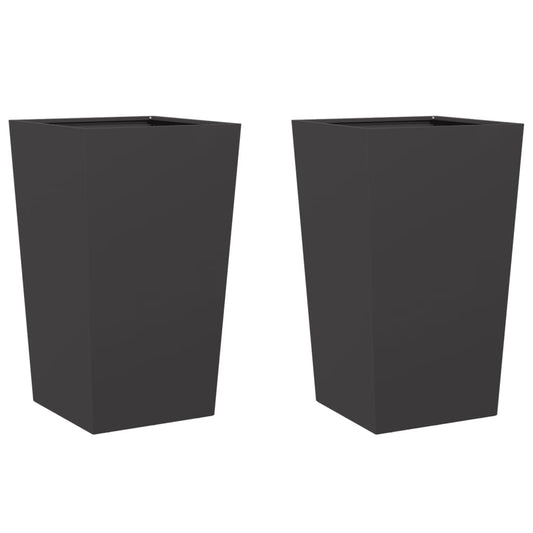 Garden Planters 2 pcs Black 45x45x75 cm Steel Garden Planters 2 pcs Black 45x45x75 cm Steel