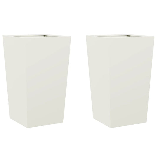 Garden Planters White 2 pcs 45x45x75 cm Steel Garden Planters White 2 pcs 45x45x75 cm Steel