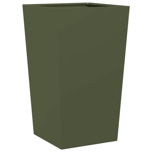 Garden Planter Olive Green 45x45x75 cm Steel Garden Planter Olive Green 45x45x75 cm Steel