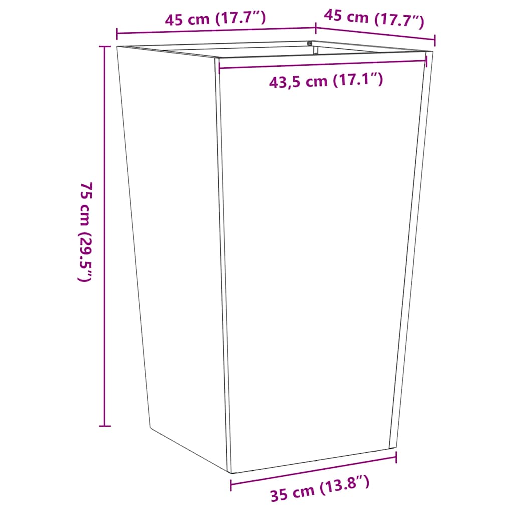 Garden Planter 45x45x75 cm Galvanised Steel