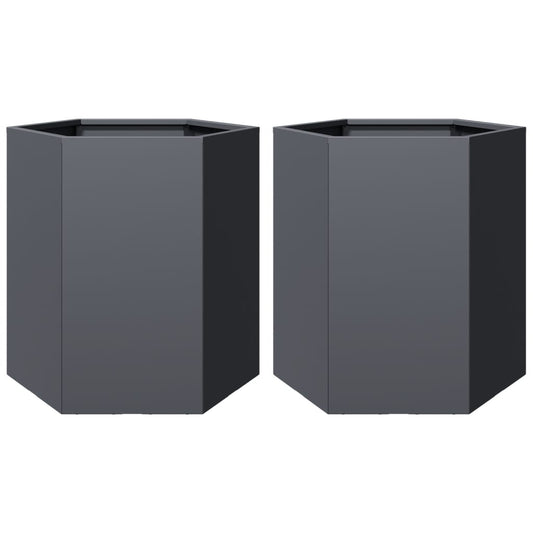 Garden Planter 2 pcs Anthracite Hexagon 46x40x45 cm Steel Garden Planter 2 pcs Anthracite Hexagon 46x40x45 cm Steel