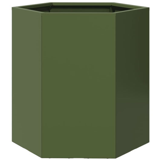 Garden Planter Olive Green Hexagon 46x40x45 cm Steel Garden Planter Olive Green Hexagon 46x40x45 cm Steel