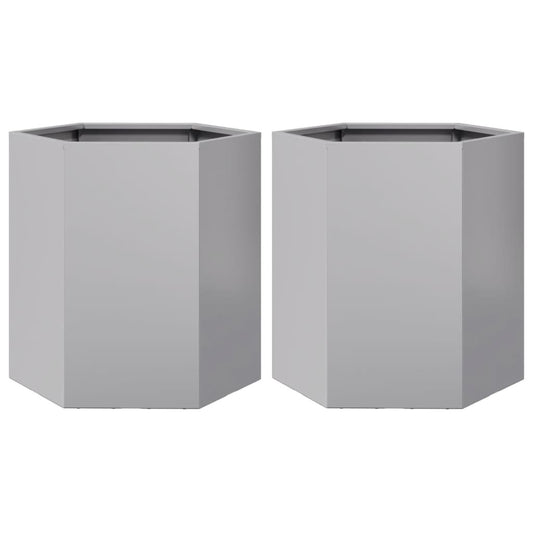 Garden Planter 2 pcs Hexagon 46x40x45 cm Galvanized Steel Garden Planter 2 pcs Hexagon 46x40x45 cm Galvanized Steel