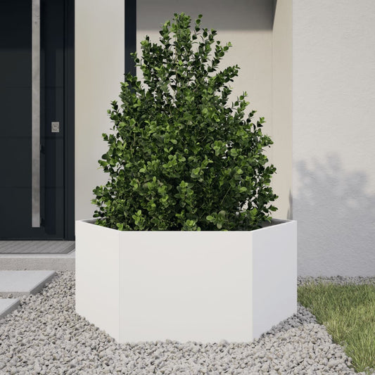 Garden Planter White Hexagon 104x90x45 cm Steel Garden Planter White Hexagon 104x90x45 cm Steel
