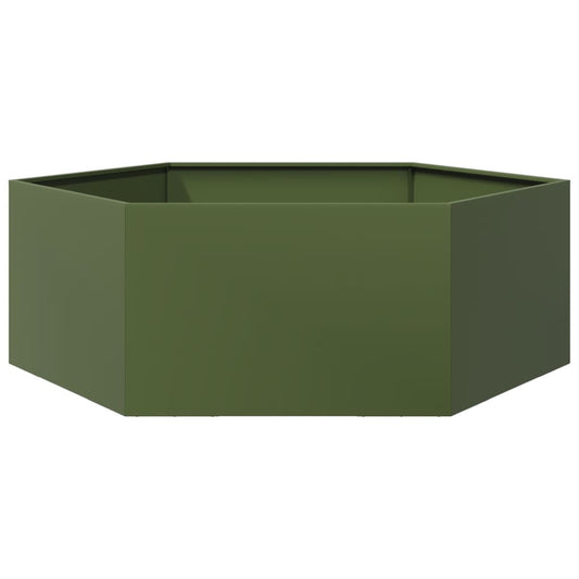 Garden Planter Olive Green Hexagon 138x120x45 cm Steel Garden Planter Olive Green Hexagon 138x120x45 cm Steel