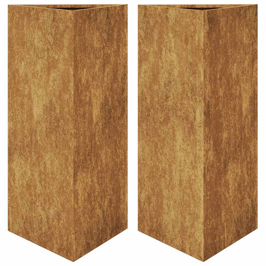 Garden Planters 2 pcs Triangular 40x34.5x75 cm Weathering Steel Garden Planters 2 pcs Triangular 40x34.5x75 cm Weathering Steel