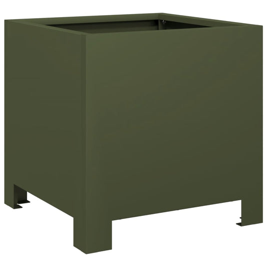 Garden Planter Olive Green 30x30x30 cm Steel Garden Planter Olive Green 30x30x30 cm Steel