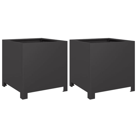 Garden Planters 2 pcs Black 40x40x40 cm Steel Garden Planters 2 pcs Black 40x40x40 cm Steel