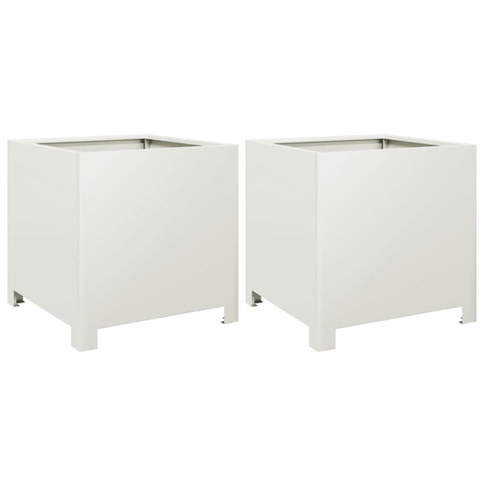 Garden Planters 2 pcs White 40x40x40 cm Steel Garden Planters 2 pcs White 40x40x40 cm Steel