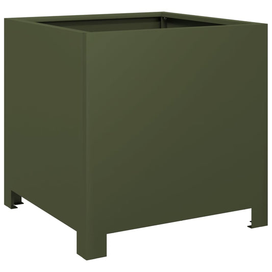 Garden Planter Olive Green 40x40x40 cm Steel Garden Planter Olive Green 40x40x40 cm Steel