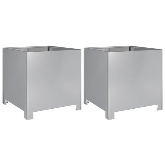 Garden Planters 2 pcs 40x40x40 cm Galvanised Steel Garden Planters 2 pcs 40x40x40 cm Galvanised Steel
