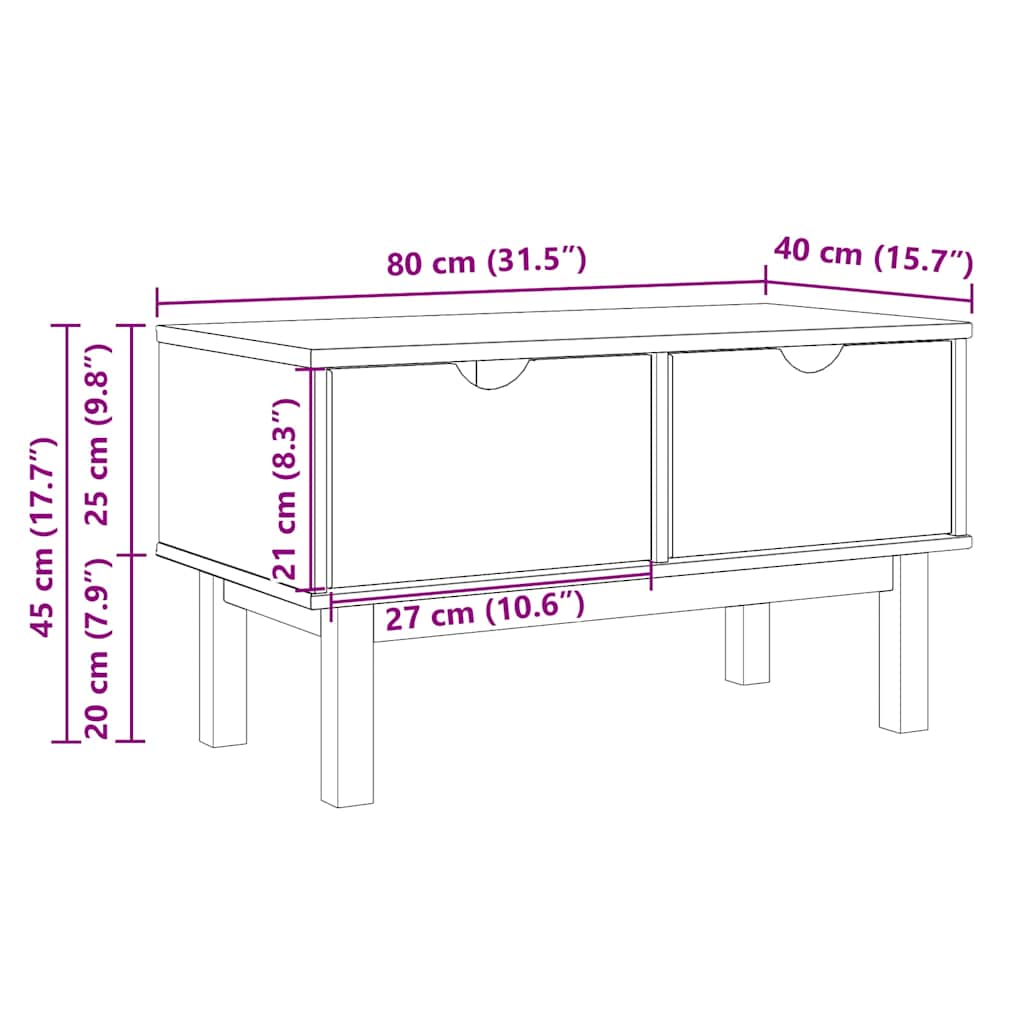 Hallway Bench OTTA 80x40x45 cm Solid Wood Pine