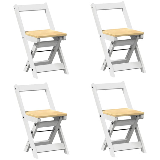 Folding Chairs 4 pcs "Corona" White Solid Wood Pine Folding Chairs 4 pcs "Corona" White Solid Wood Pine