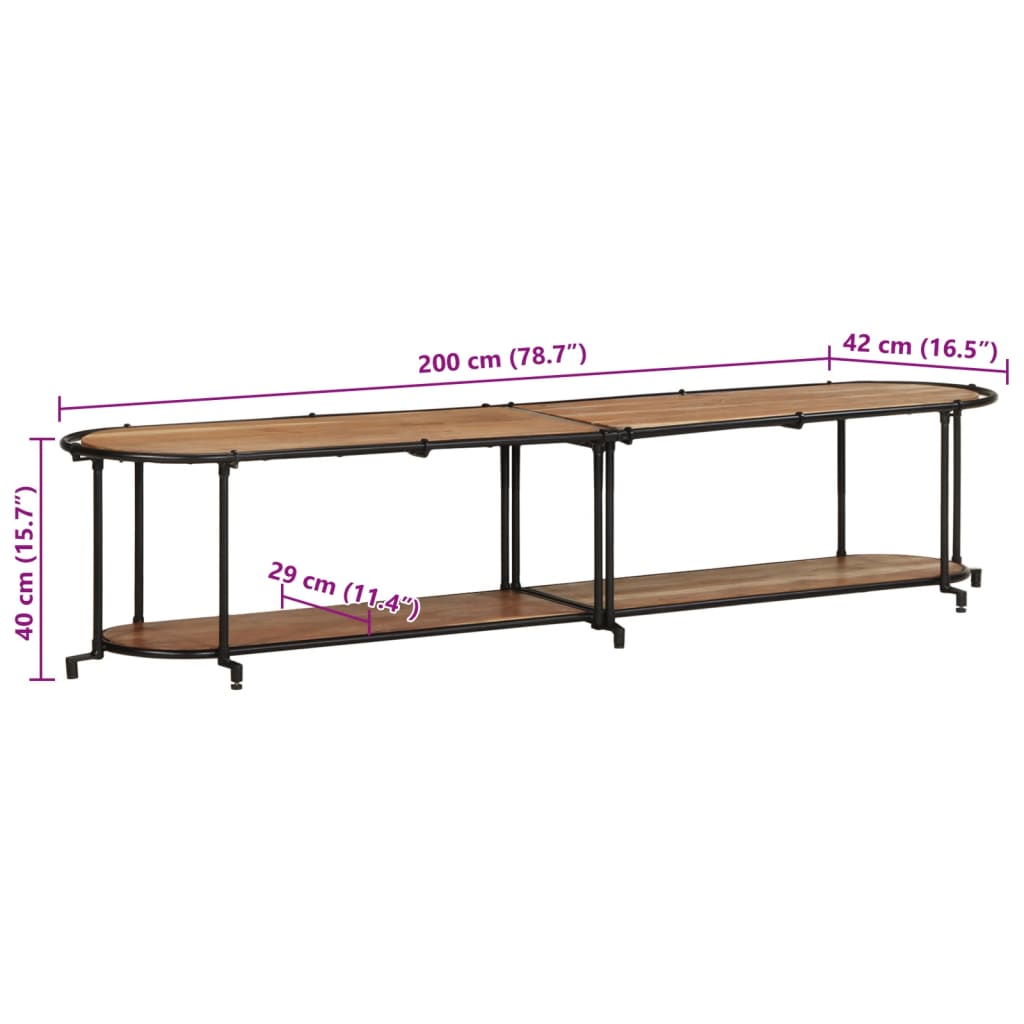 TV Cabinet 200x42x40 cm Solid Wood Acacia