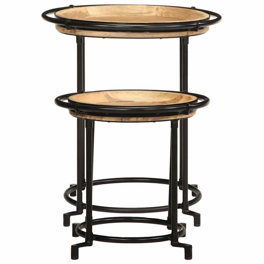 2 Piece Side Table Set Solid Wood Mango 2 Piece Side Table Set Solid Wood Mango