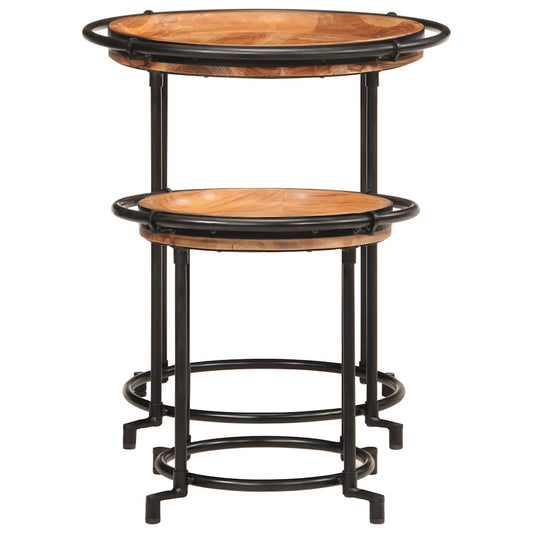 2 Piece Side Table Set Solid Wood Acacia 2 Piece Side Table Set Solid Wood Acacia