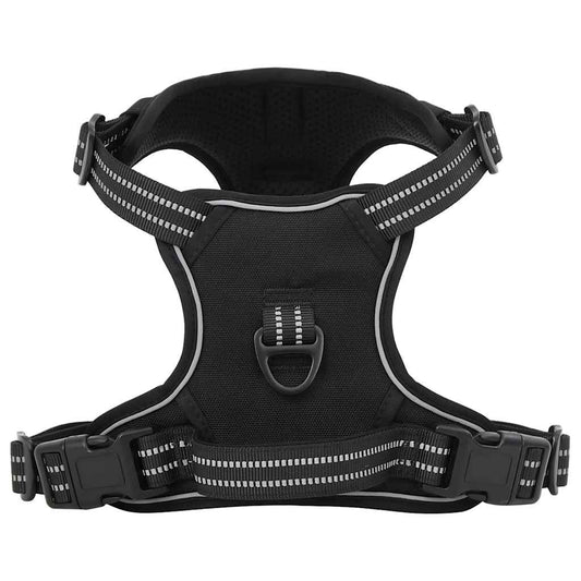 Dog Harness with Reflective Stripes Adjustable Black XL Dog Harness with Reflective Stripes Adjustable Black XL