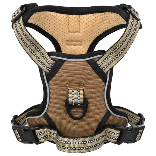Dog Harness with Reflective Stripes Adjustable Brown XL Dog Harness with Reflective Stripes Adjustable Brown XL