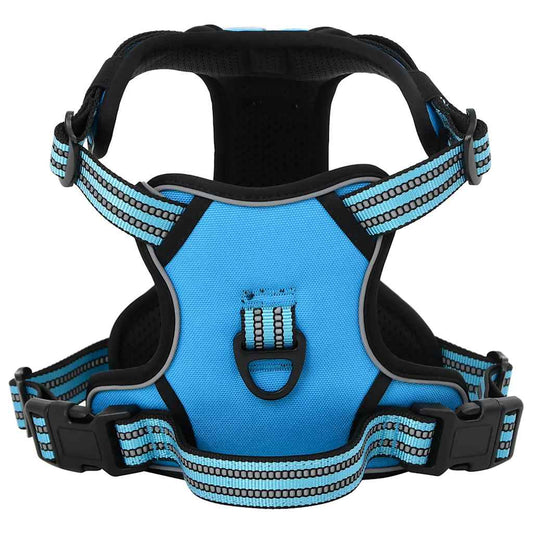Dog Harness with Lead & Collar Adjustable Blue L Dog Harness with Lead & Collar Adjustable Blue L