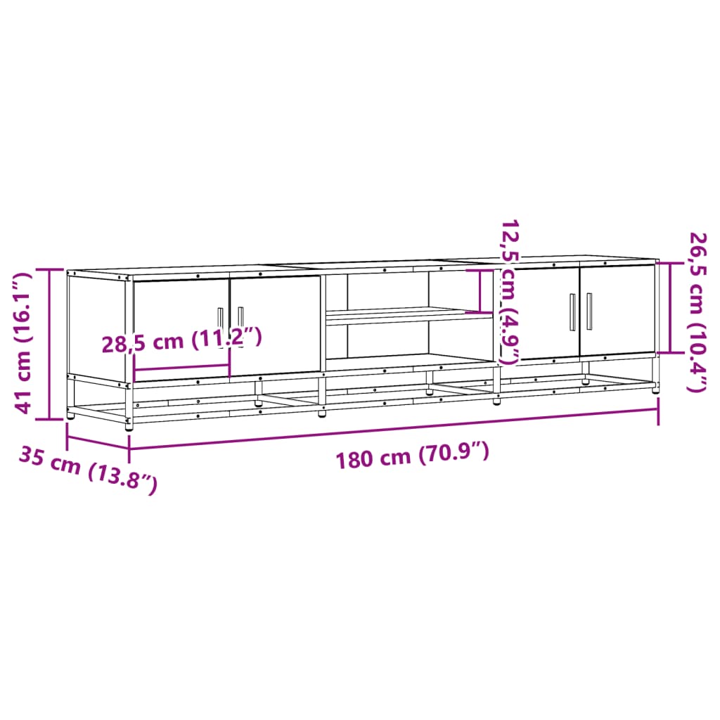 TV Cabinet Grey Sonoma 180x35x41 cm Engineered Wood