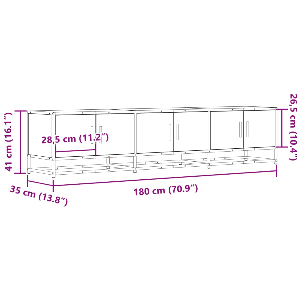 TV Cabinet Smoked Oak 180x35x41 cm Engineered Wood