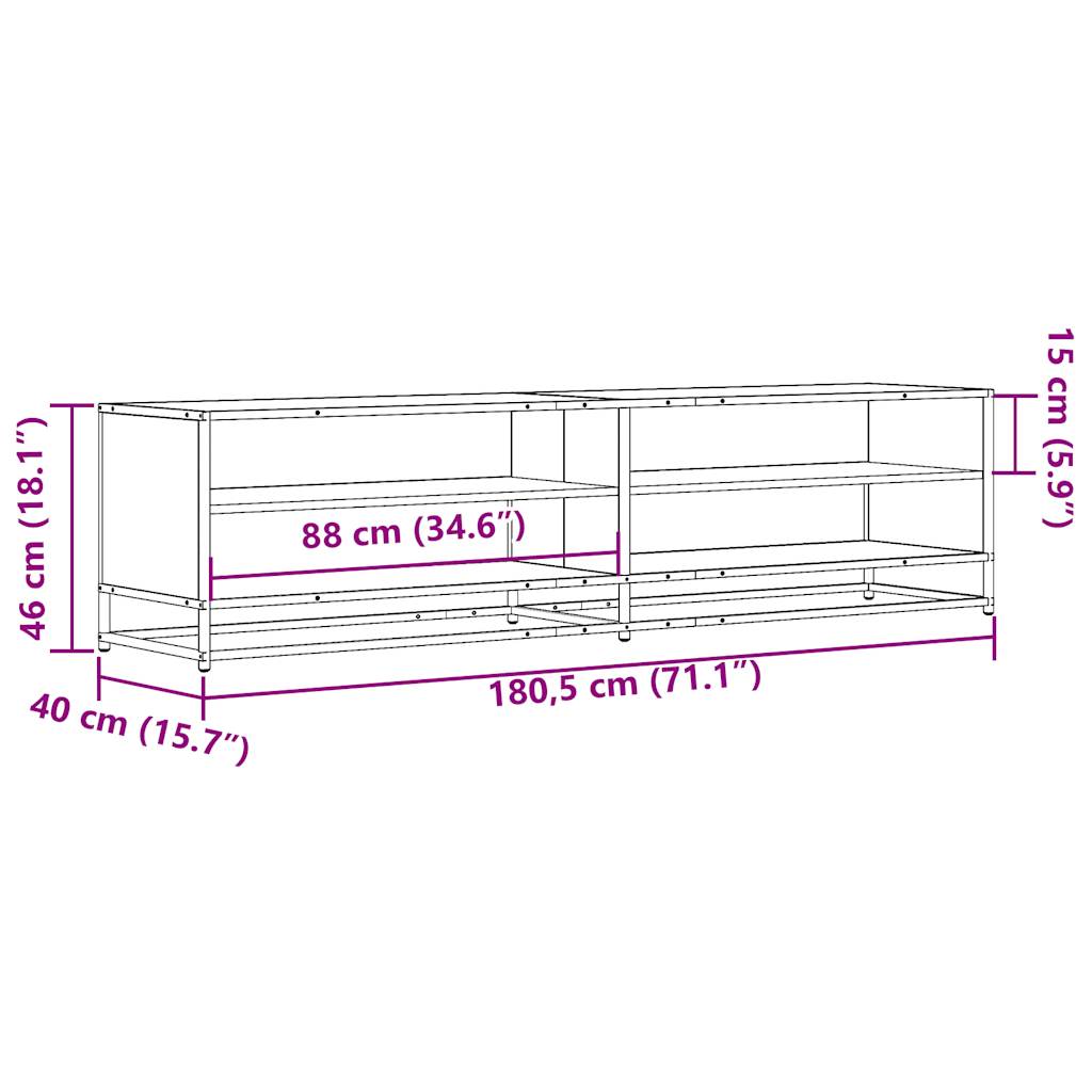 TV Cabinet Black 180.5x40x46 cm Engineered Wood