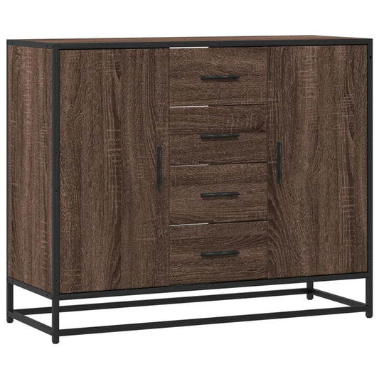 Sideboard Brown Oak 92x35x76 cm Engineered Wood Sideboard Brown Oak 92x35x76 cm Engineered Wood