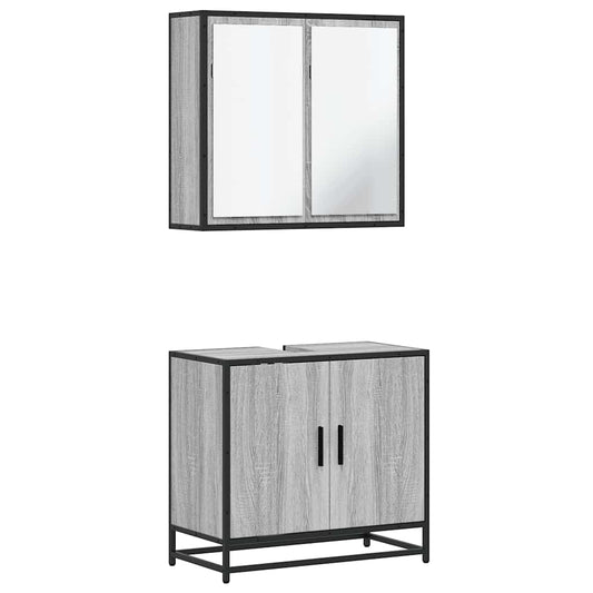2 Piece Bathroom Furniture Set Grey Sonoma Engineered Wood 2 Piece Bathroom Furniture Set Grey Sonoma Engineered Wood