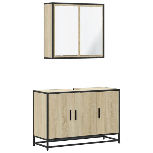 2 Piece Bathroom Furniture Set Sonoma Oak Engineered Wood 2 Piece Bathroom Furniture Set Sonoma Oak Engineered Wood