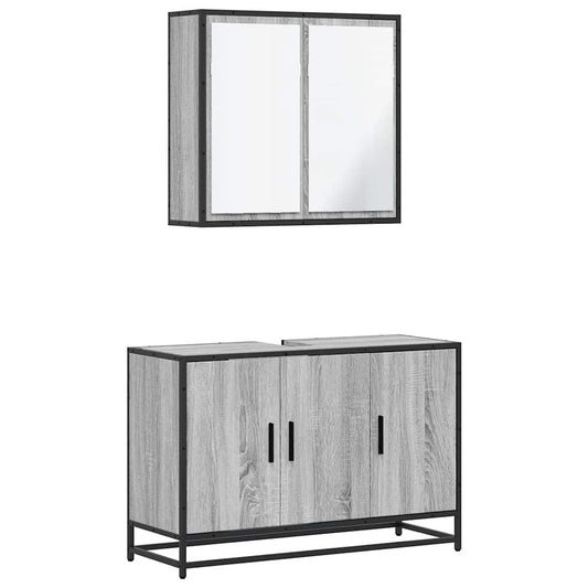 2 Piece Bathroom Furniture Set Grey Sonoma Engineered Wood 2 Piece Bathroom Furniture Set Grey Sonoma Engineered Wood