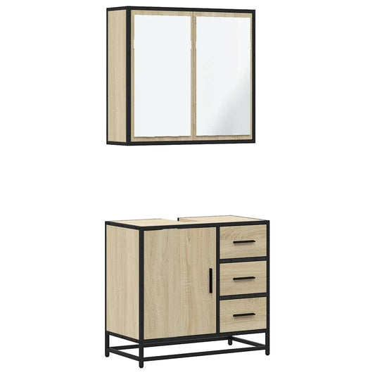 2 Piece Bathroom Furniture Set Sonoma Oak Engineered Wood 2 Piece Bathroom Furniture Set Sonoma Oak Engineered Wood
