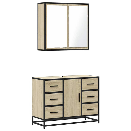 2 Piece Bathroom Furniture Set Sonoma Oak Engineered Wood 2 Piece Bathroom Furniture Set Sonoma Oak Engineered Wood
