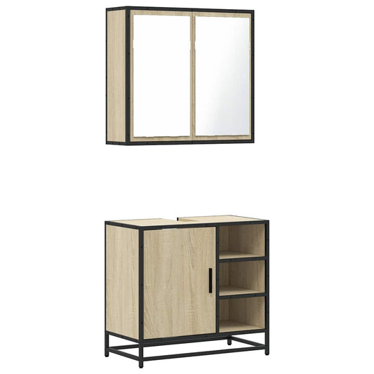 2 Piece Bathroom Furniture Set Sonoma Oak Engineered Wood 2 Piece Bathroom Furniture Set Sonoma Oak Engineered Wood