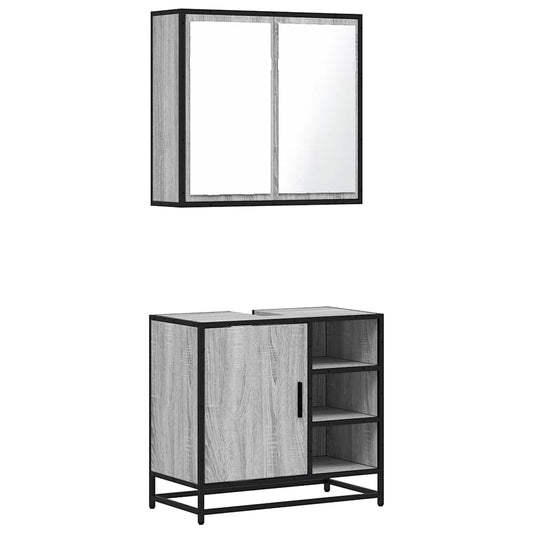 2 Piece Bathroom Furniture Set Grey Sonoma Engineered Wood 2 Piece Bathroom Furniture Set Grey Sonoma Engineered Wood