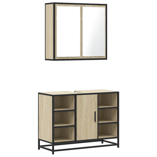 2 Piece Bathroom Furniture Set Sonoma Oak Engineered Wood 2 Piece Bathroom Furniture Set Sonoma Oak Engineered Wood