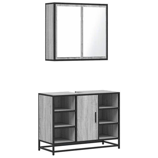 2 Piece Bathroom Furniture Set Grey Sonoma Engineered Wood 2 Piece Bathroom Furniture Set Grey Sonoma Engineered Wood