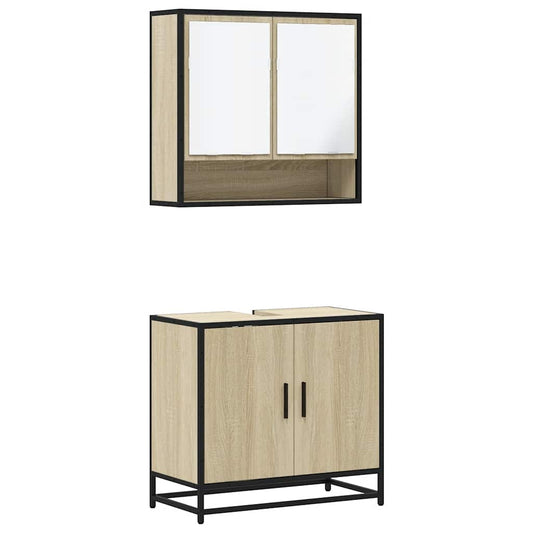2 Piece Bathroom Furniture Set Sonoma Oak Engineered Wood 2 Piece Bathroom Furniture Set Sonoma Oak Engineered Wood