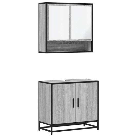 2 Piece Bathroom Furniture Set Grey Sonoma Engineered Wood 2 Piece Bathroom Furniture Set Grey Sonoma Engineered Wood